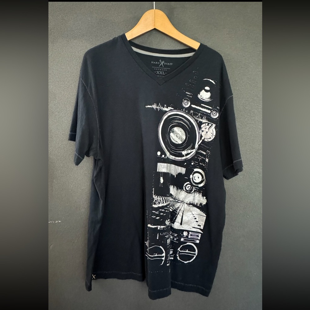 Marc Ecko Black Graphic V-Neck Tee